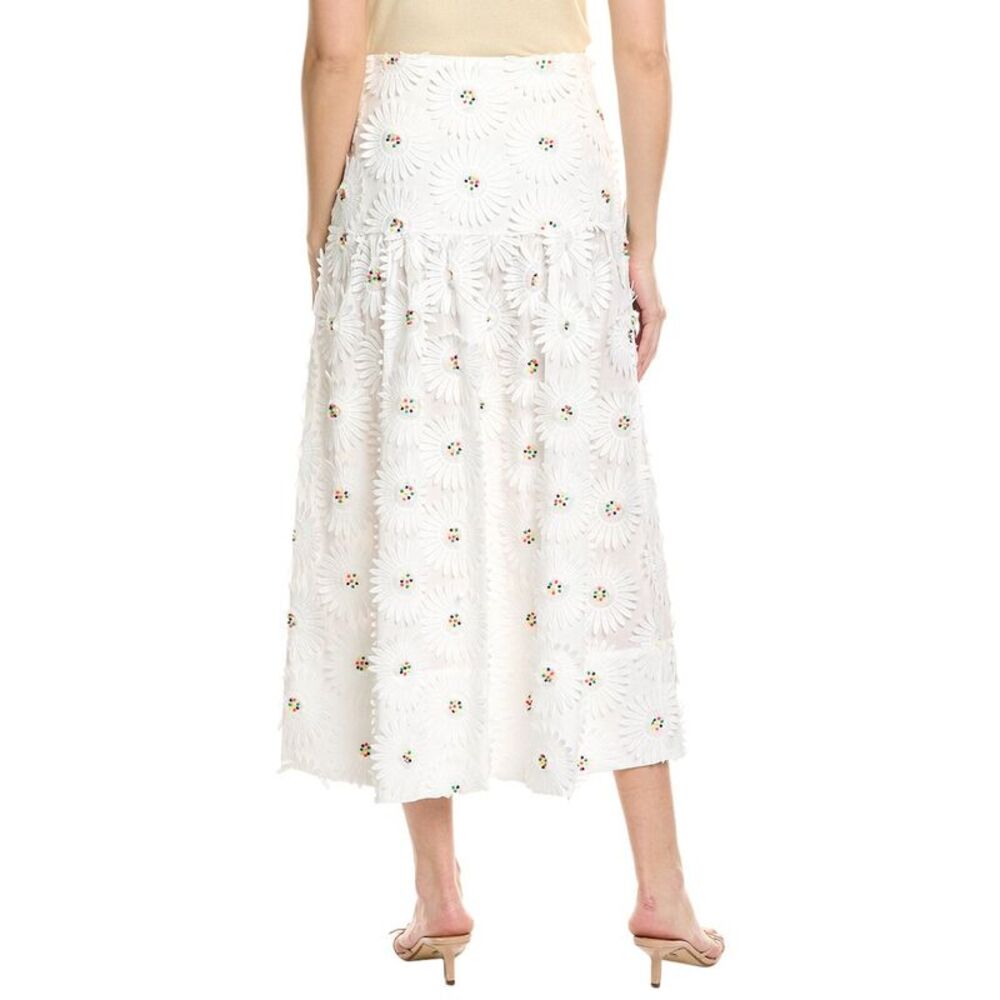 White Floral Eyelet Maxi Skirt - Elegant Women’s Skirt - Picture 2 of 3